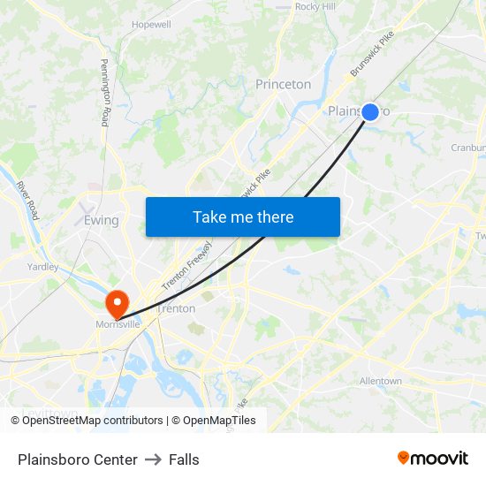 Plainsboro Center to Falls map