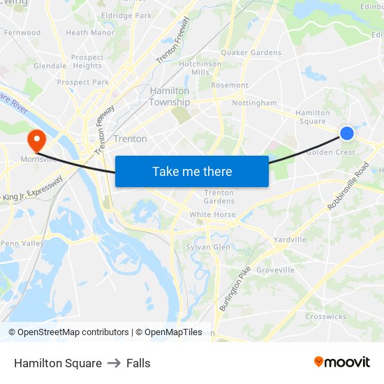 Hamilton Square to Falls map
