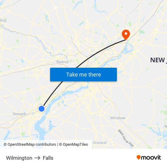 Wilmington to Falls map