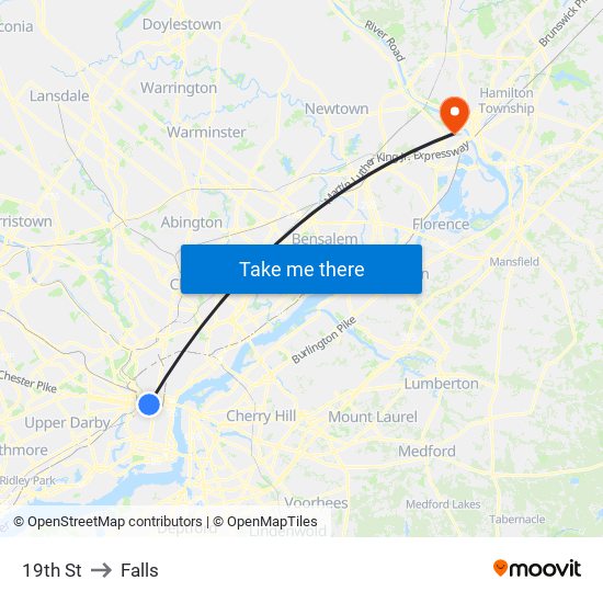 19th St to Falls map