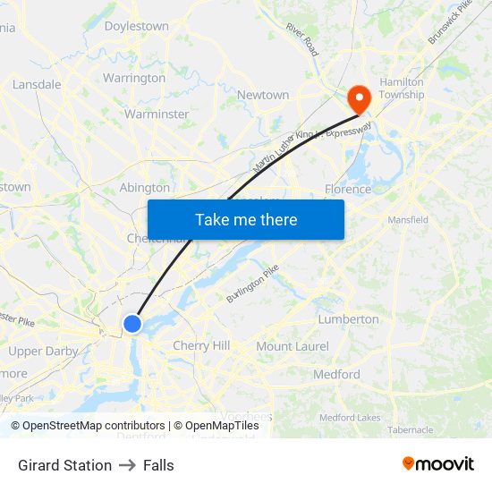 Girard Station to Falls map