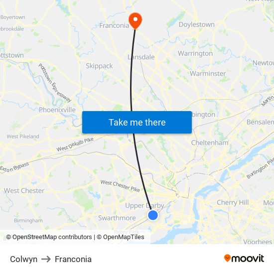Colwyn to Franconia map