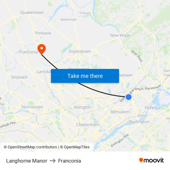 Langhorne Manor to Franconia map