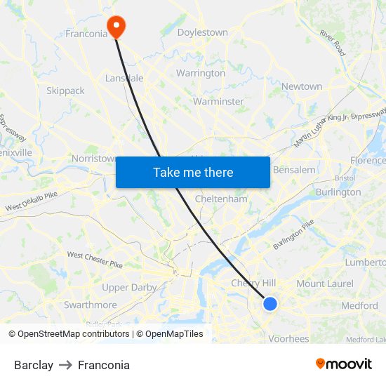 Barclay to Franconia map