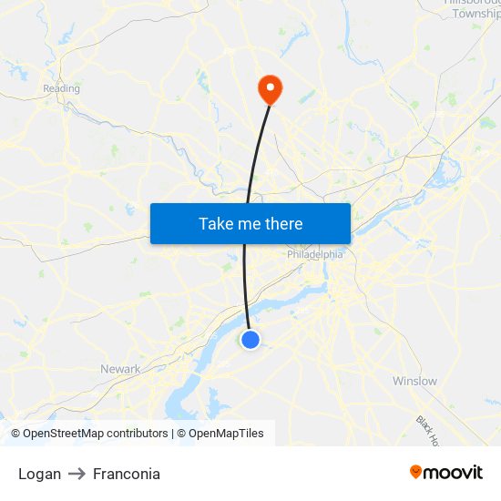 Logan to Franconia map