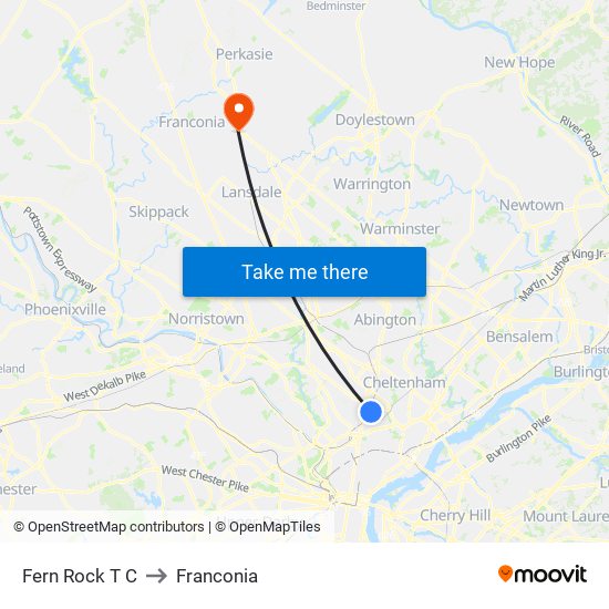 Fern Rock T C to Franconia map