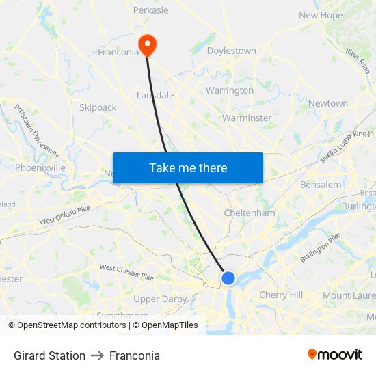 Girard Station to Franconia map