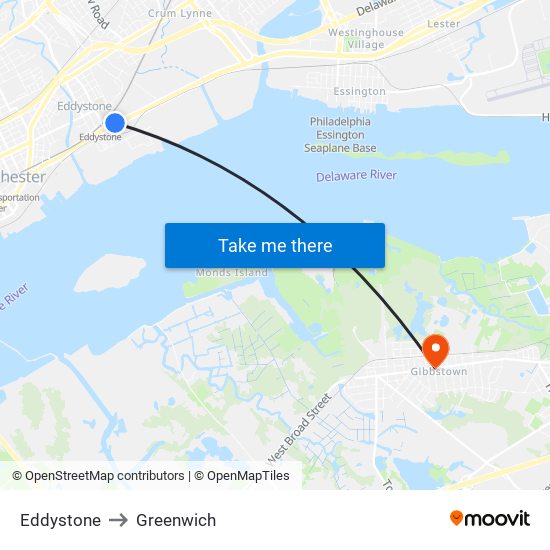 Eddystone to Greenwich map