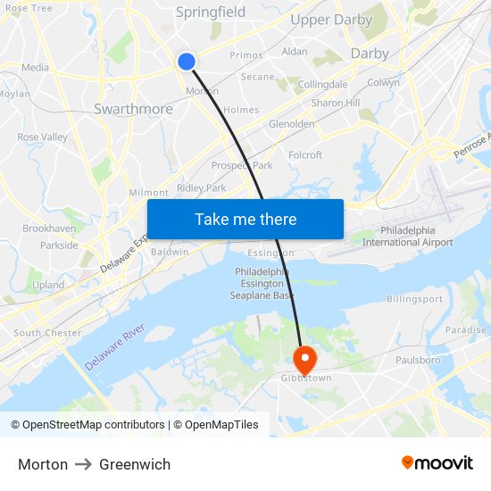 Morton to Greenwich map