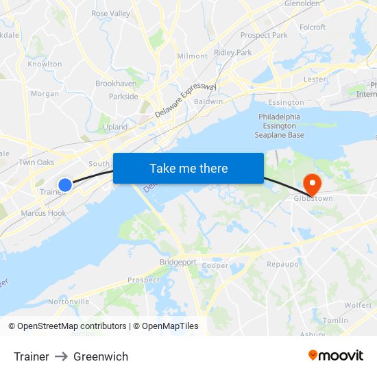 Trainer to Greenwich map