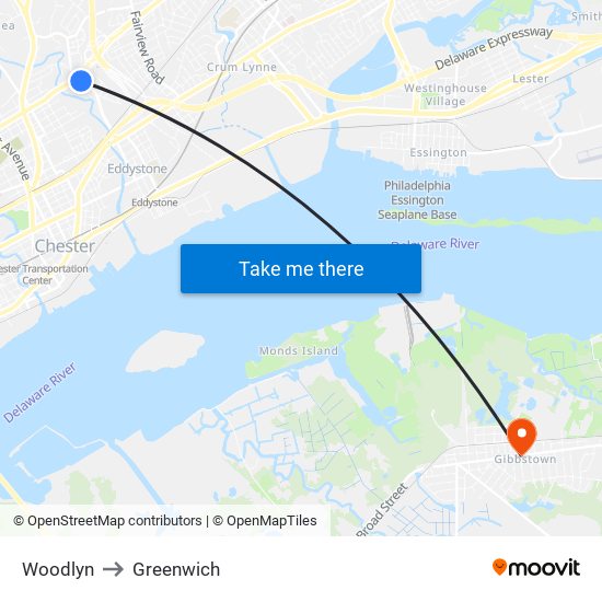 Woodlyn to Greenwich map