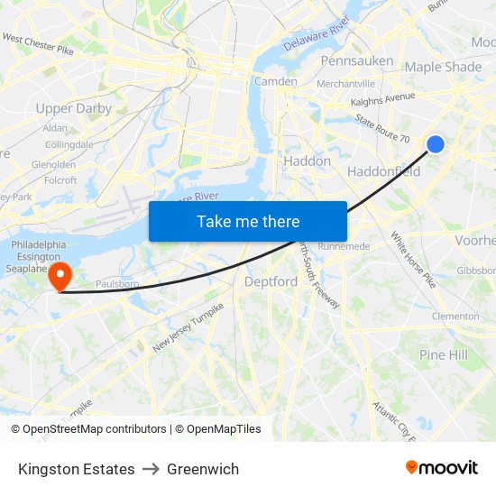 Kingston Estates to Greenwich map