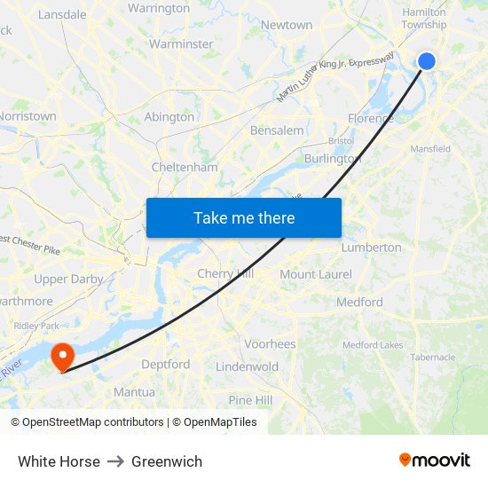 White Horse to Greenwich map