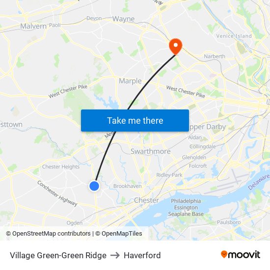 Village Green-Green Ridge to Haverford map