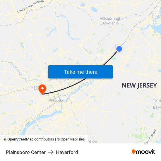 Plainsboro Center to Haverford map