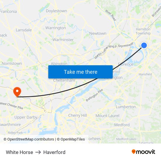 White Horse to Haverford map
