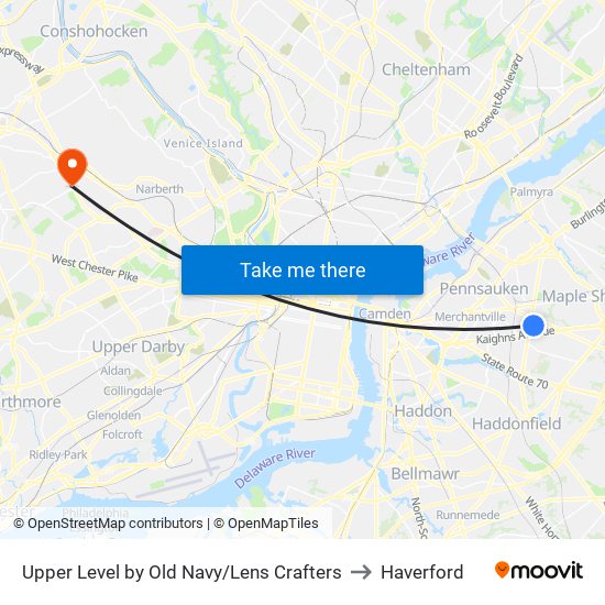 Upper Level by Old Navy/Lens Crafters to Haverford map