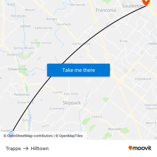 Trappe to Hilltown map