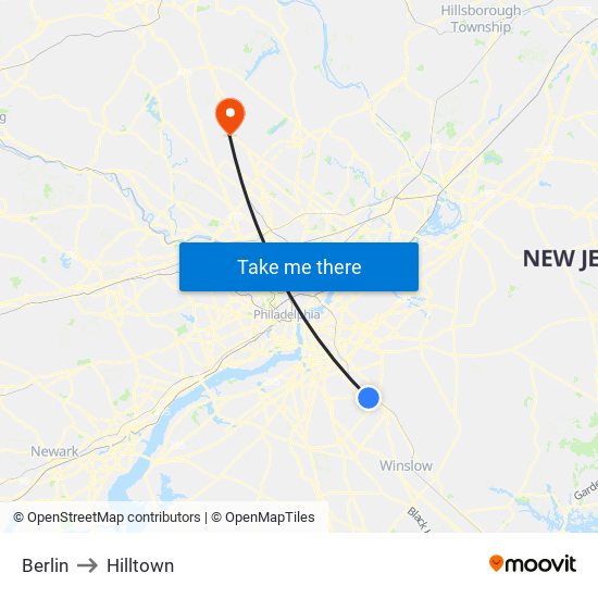 Berlin to Hilltown map