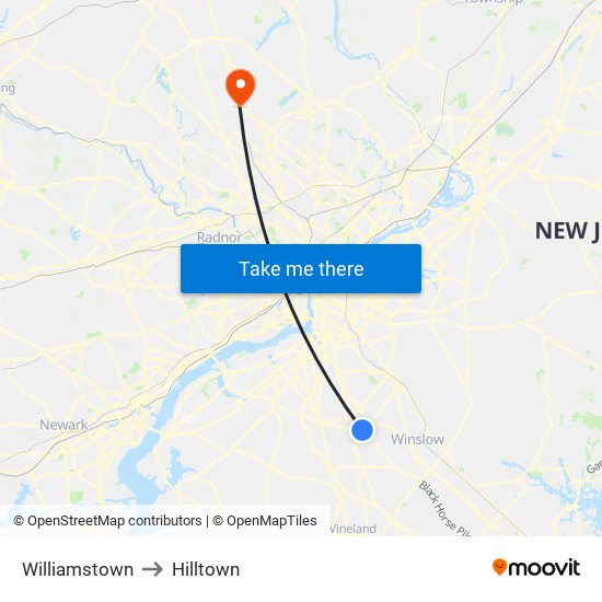 Williamstown to Hilltown map