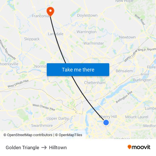 Golden Triangle to Hilltown map