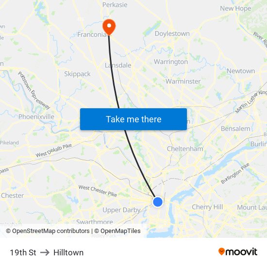 19th St to Hilltown map