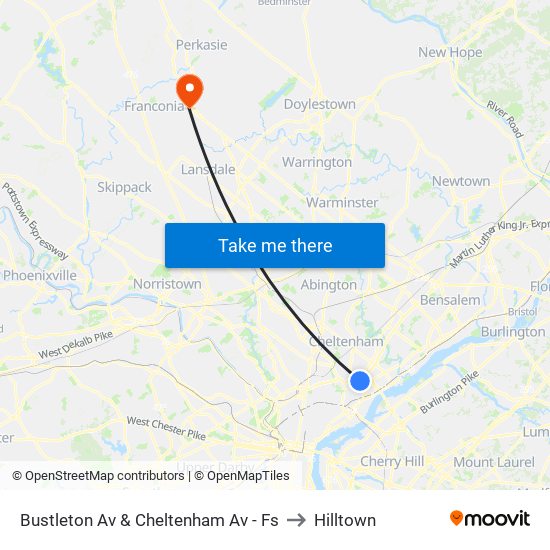 Bustleton Av & Cheltenham Av - Fs to Hilltown map