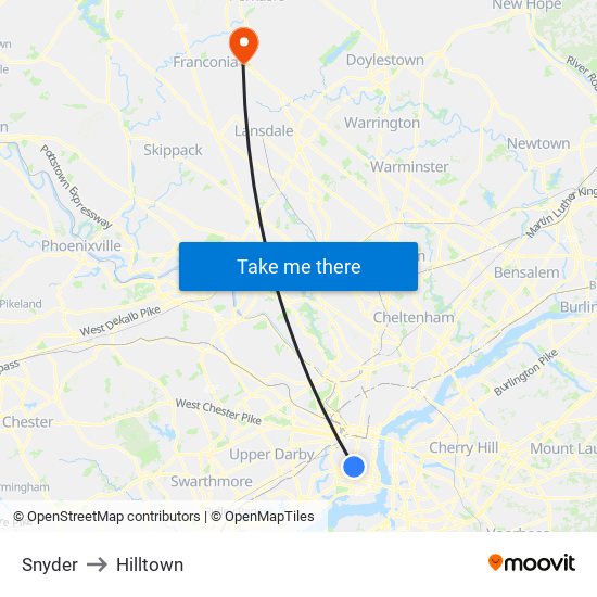 Snyder to Hilltown map