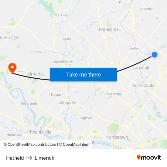 Hatfield to Limerick map