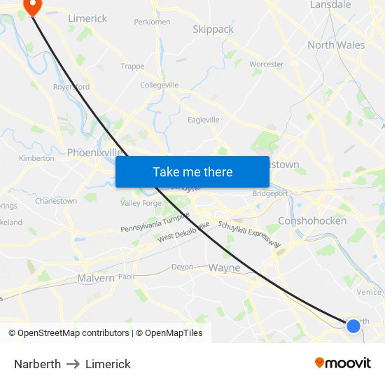 Narberth to Limerick map