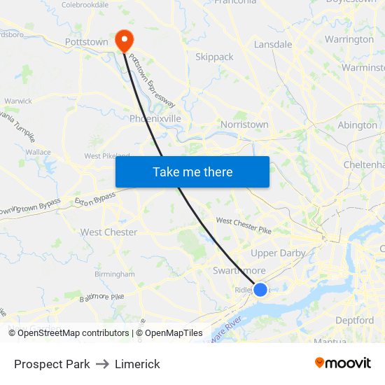 Prospect Park to Limerick map