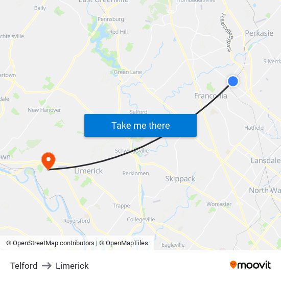 Telford to Limerick map