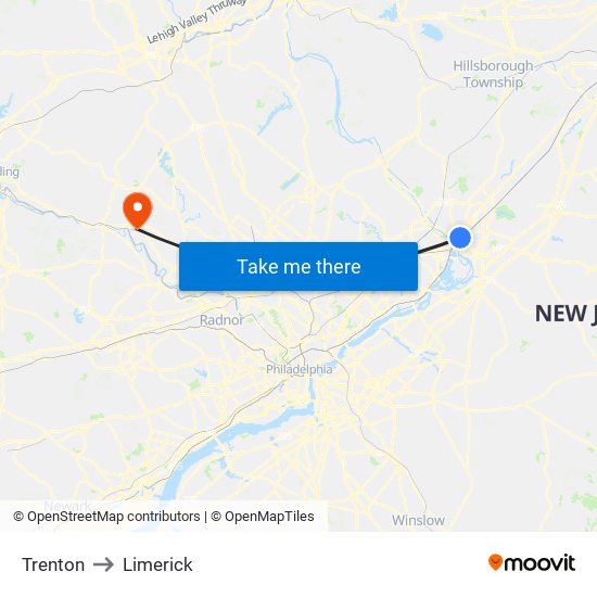 Trenton to Limerick map