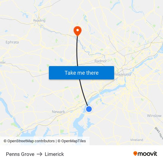 Penns Grove to Limerick map