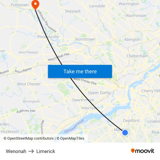 Wenonah to Limerick map