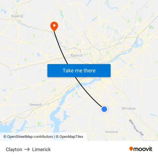 Clayton to Limerick map