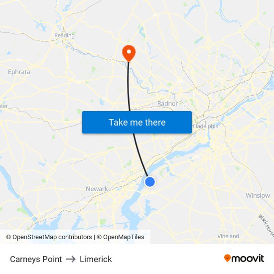 Carneys Point to Limerick map