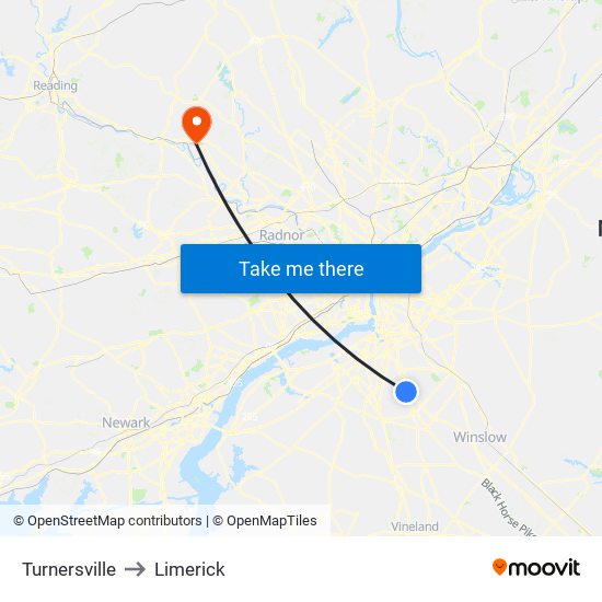 Turnersville to Limerick map