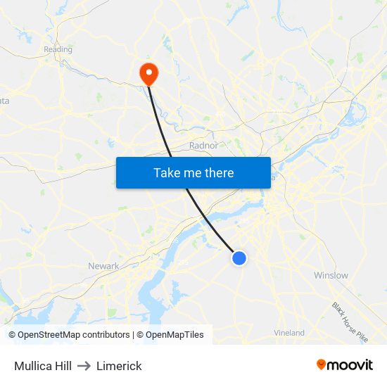 Mullica Hill to Limerick map