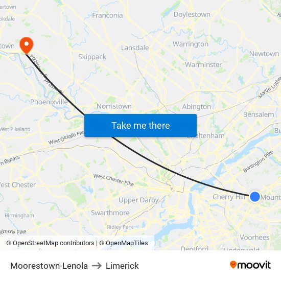 Moorestown-Lenola to Limerick map