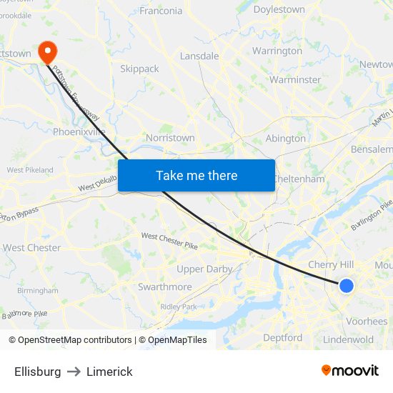 Ellisburg to Limerick map