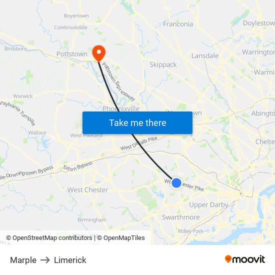 Marple to Limerick map