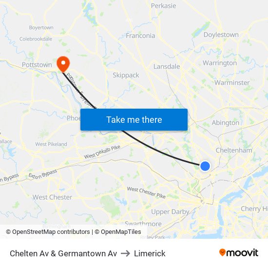 Chelten Av & Germantown Av to Limerick map