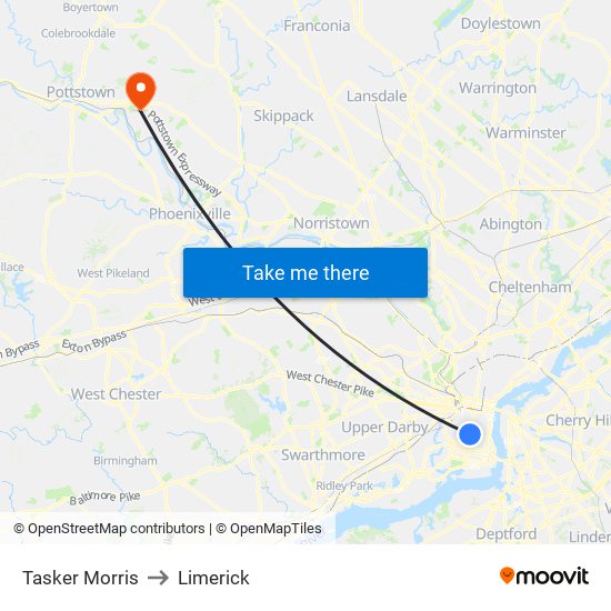 Tasker Morris to Limerick map