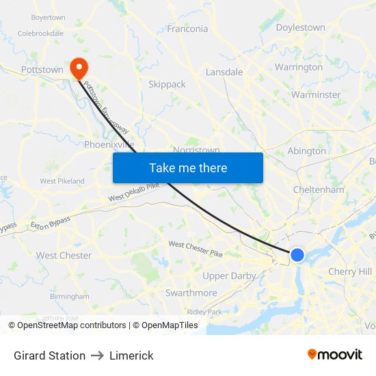 Girard Station to Limerick map