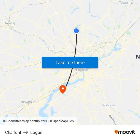 Chalfont to Logan map