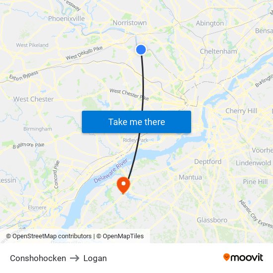 Conshohocken to Logan map