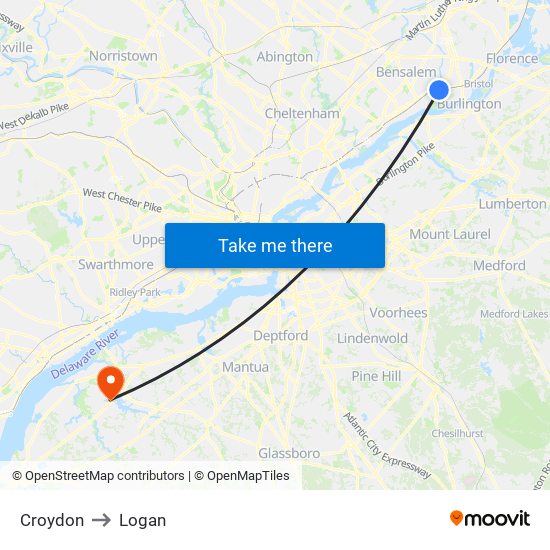 Croydon to Logan map