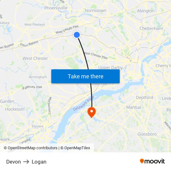 Devon to Logan map