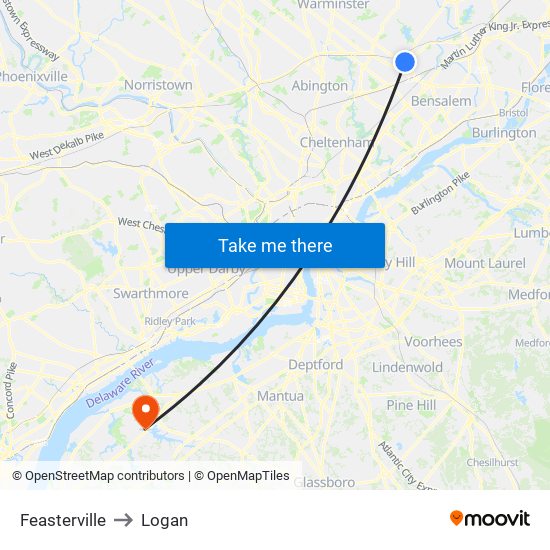 Feasterville to Logan map